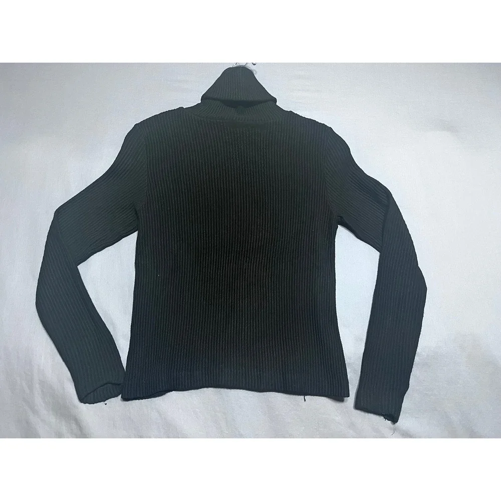 Club Monaco Womens Black Ribbed Knit Turtleneck Long Sleeve Sweater